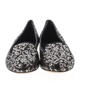 Vera Wang Black and Silver Paisley Flats